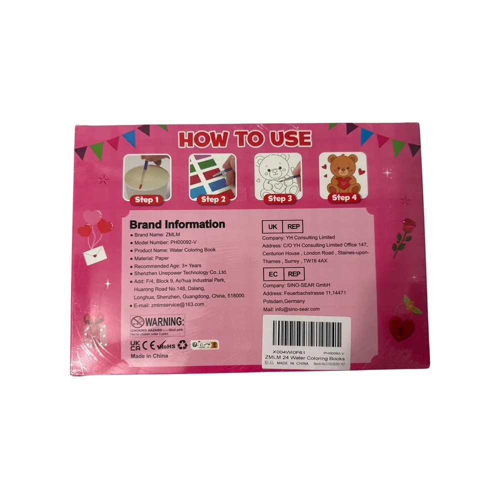 Paint With Water Kids 24 Pack Pink New Valentines Day Coloring Book Set
